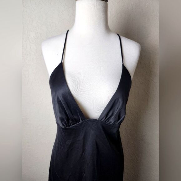Vintage Miss Dior Plunge Neck Maxi Nightgown Black Size M New - Picture 2 of 8